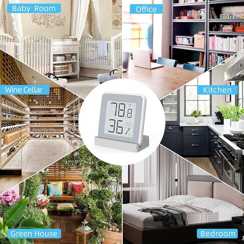 مقياس حرارة داخلي رقمي للرطوبة من سمارت تخمين، ميزان حرارة للمنزل HD شاشة الحبر الإلكتروني درجة حرارة الغرفة مقياس الرطوبة مستشعر درجة الحرارة العالي الدقة، رمادي وأبيض، (MHO-C202) in Kuwait