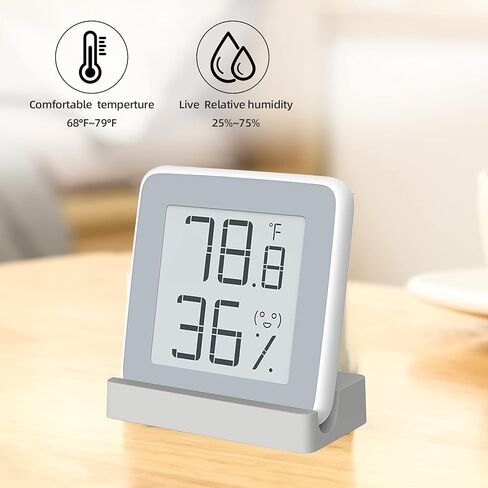 مقياس حرارة داخلي رقمي للرطوبة من سمارت تخمين، ميزان حرارة للمنزل HD شاشة الحبر الإلكتروني درجة حرارة الغرفة مقياس الرطوبة مستشعر درجة الحرارة العالي الدقة، رمادي وأبيض، (MHO-C202) in Kuwait
