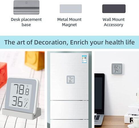 مقياس حرارة داخلي رقمي للرطوبة من سمارت تخمين، ميزان حرارة للمنزل HD شاشة الحبر الإلكتروني درجة حرارة الغرفة مقياس الرطوبة مستشعر درجة الحرارة العالي الدقة، رمادي وأبيض، (MHO-C202) in Kuwait