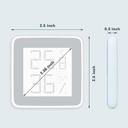 مقياس حرارة داخلي رقمي للرطوبة من سمارت تخمين، ميزان حرارة للمنزل HD شاشة الحبر الإلكتروني درجة حرارة الغرفة مقياس الرطوبة مستشعر درجة الحرارة العالي الدقة، رمادي وأبيض، (MHO-C202) in Kuwait