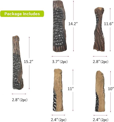 Skypatio Gas Fireplace Logs Set, 9 PCS Ceramic Wood Logs for Indoor or Outdoor Fireplace, Fire Pit Decor, Lightweight & Portable in Saudi Arabia