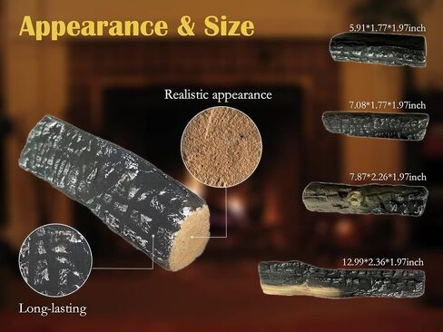 Gas Logs 4pcs Gas Fireplace logs,Simulated Fake firewood,Ceramic,Ventless,Decoration,use Outdoor Fireplaces and Fire Pits (4pcs) in Saudi Arabia