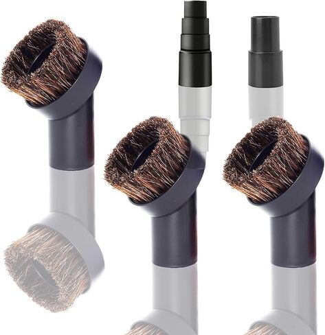 Round Horsehair Vacuum Dust Brush Attachment Soft Bristle plus Vacuum Hose Adapter Kit Compatible with Most Vacuum Cleaners with 1 1/4 Inch or 1 3/8 Inch Hose (32MM &35MM Attachment) in Saudi Arabia
