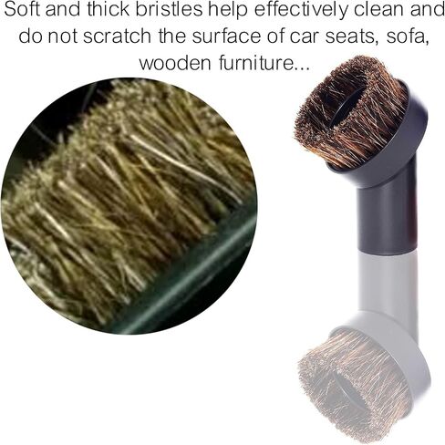 Round Horsehair Vacuum Dust Brush Attachment Soft Bristle plus Vacuum Hose Adapter Kit Compatible with Most Vacuum Cleaners with 1 1/4 Inch or 1 3/8 Inch Hose (32MM &35MM Attachment) in Saudi Arabia