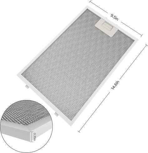 CIARRA AL370240 Aluminum Range Hood Vent Grease Filter 14.6" x 12.6" x 0.35" Compatible with CAS75918A,CAB75918B,CAS75918B in Kuwait