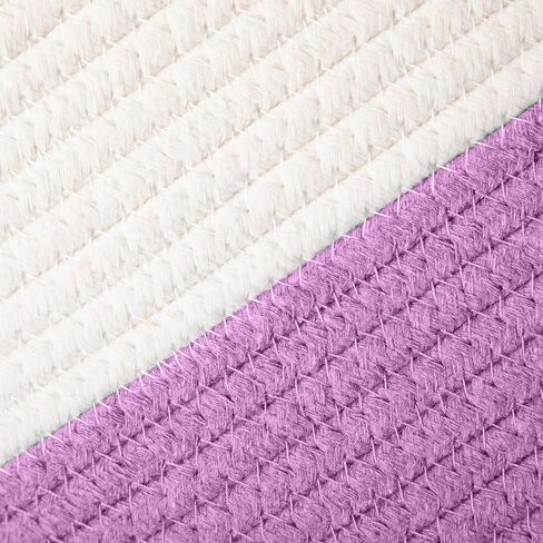 سلة غسيل منسوجة من الحبال القطنية 100% متوسطة الحجم من MeloMin (80 لتر) (6 ألوان) - 21 بوصة × 14 بوصة - سلة تخزين منزلية للبطانيات والألحفة والمناشف والألعاب (أرجواني) in Kuwait