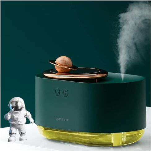 مرطب رذاذ صغير من ليكتيست مع ناشر ومرطبات إضاءة ليلية لغرفة النوم، 300 مل، مرطب كوكبي دوار لسطح مكتب غرفة النوم، والزخارف المزخرفة، واليوجا، والمكتب، والمنتجعات الصحية (أخضر) in Kuwait