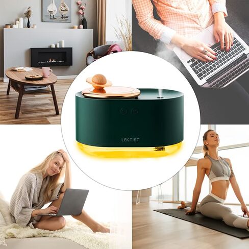 مرطب رذاذ صغير من ليكتيست مع ناشر ومرطبات إضاءة ليلية لغرفة النوم، 300 مل، مرطب كوكبي دوار لسطح مكتب غرفة النوم، والزخارف المزخرفة، واليوجا، والمكتب، والمنتجعات الصحية (أخضر) in Kuwait