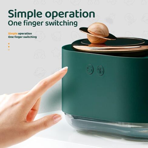 مرطب رذاذ صغير من ليكتيست مع ناشر ومرطبات إضاءة ليلية لغرفة النوم، 300 مل، مرطب كوكبي دوار لسطح مكتب غرفة النوم، والزخارف المزخرفة، واليوجا، والمكتب، والمنتجعات الصحية (أخضر) in Kuwait