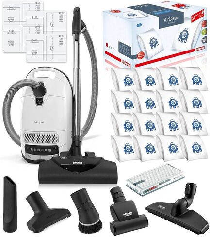مكنسة كهربائية Miele Complete C3 Cat and Dog Canister HEPA مع حزمة رأس الطاقة SEB228 - تتضمن حزمة أداء Miele 16 كيس فلتر أصلي من النوع GN AirClean + فلتر HEPA أصلي AH50 in Kuwait