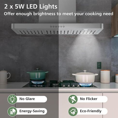 ONEEON Range Hood 30 Inch, 900 CFM Stainless Steel Wall Mount Kitchen Hood with Ducted Exhaust Vent, 4 Speed Exhaust Fan, LED Lights, Push Button, Ultra-thin Body, Chimney Style Stove Vent Hood in Saudi Arabia