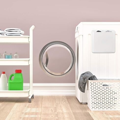 صندوق حامل الوبر من أميتالك، صندوق غسيل مغناطيسي كبير للمجفف، حاوية قمامة موفرة للمساحة معلقة على المجفف، الغسالة أو سلة المهملات المثبتة على الحائط (أبيض) in Kuwait