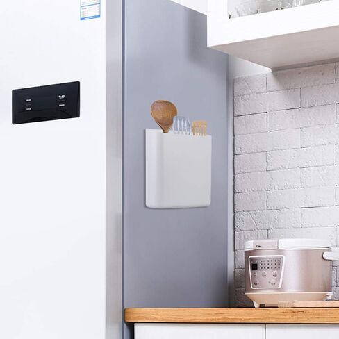 صندوق حامل الوبر من أميتالك، صندوق غسيل مغناطيسي كبير للمجفف، حاوية قمامة موفرة للمساحة معلقة على المجفف، الغسالة أو سلة المهملات المثبتة على الحائط (أبيض) in Kuwait