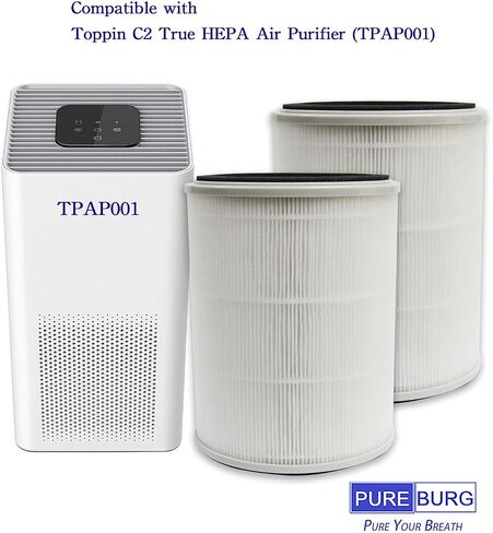 PUREBURG Replacement True HEPA Filters Compatible with TOPPIN Comfy Air C2 True Hepa Air Purifier TPAP001, 4-Stage Filtration High-efficiency Activated carbon,2-Pack in Saudi Arabia