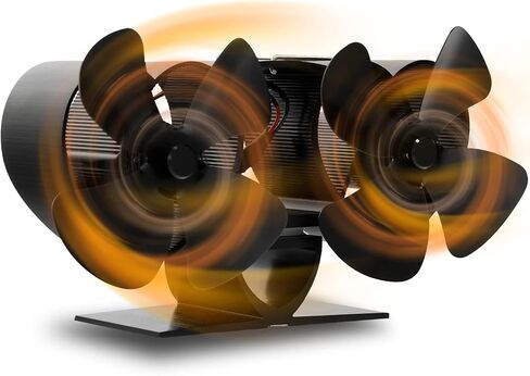 مروحة موقد الخشب TCFUNDY تعمل بالطاقة الحرارية، 8 شفرات مروحة مدفأة لموقد حرق الخشب، مراوح موقد صديق للبيئة تسخين دوران الهواء للغاز/الخشب/موقد الموقد، محركات مزدوجة in Kuwait