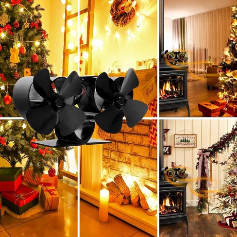 مروحة موقد الخشب TCFUNDY تعمل بالطاقة الحرارية، 8 شفرات مروحة مدفأة لموقد حرق الخشب، مراوح موقد صديق للبيئة تسخين دوران الهواء للغاز/الخشب/موقد الموقد، محركات مزدوجة in Kuwait