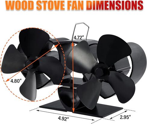 مروحة موقد الخشب TCFUNDY تعمل بالطاقة الحرارية، 8 شفرات مروحة مدفأة لموقد حرق الخشب، مراوح موقد صديق للبيئة تسخين دوران الهواء للغاز/الخشب/موقد الموقد، محركات مزدوجة in Kuwait