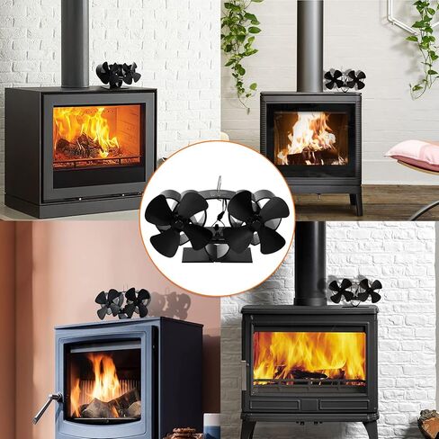 مروحة موقد الخشب TCFUNDY تعمل بالطاقة الحرارية، 8 شفرات مروحة مدفأة لموقد حرق الخشب، مراوح موقد صديق للبيئة تسخين دوران الهواء للغاز/الخشب/موقد الموقد، محركات مزدوجة in Kuwait