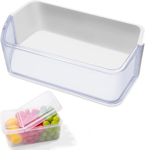 DA97-12657A Refrigerator Door Shelf Bin Replacement Compatible with Samsung Fridge（Left Side),Fridge Door Shelf with 1pc Food Container,Part No. DA63-07104A,DA63-06867A,AP5621270,2813223,PS4176661 in Saudi Arabia