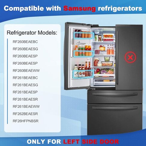 DA97-12657A Refrigerator Door Shelf Bin Replacement Compatible with Samsung Fridge（Left Side),Fridge Door Shelf with 1pc Food Container,Part No. DA63-07104A,DA63-06867A,AP5621270,2813223,PS4176661 in Saudi Arabia