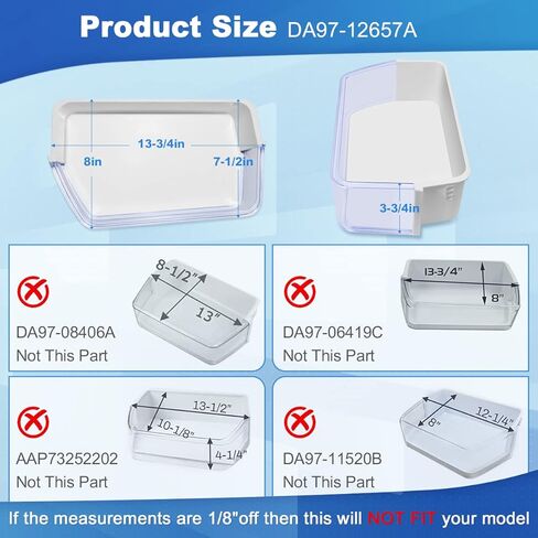 DA97-12657A Refrigerator Door Shelf Bin Replacement Compatible with Samsung Fridge（Left Side),Fridge Door Shelf with 1pc Food Container,Part No. DA63-07104A,DA63-06867A,AP5621270,2813223,PS4176661 in Saudi Arabia