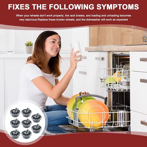 8 Packs 165314 Dishwasher Wheels Lower Rack Fit for Bosch,Dishwasher Wheels Replaces Dish Rack Part Number 420198 AP2802428 PS3439123 in Saudi Arabia
