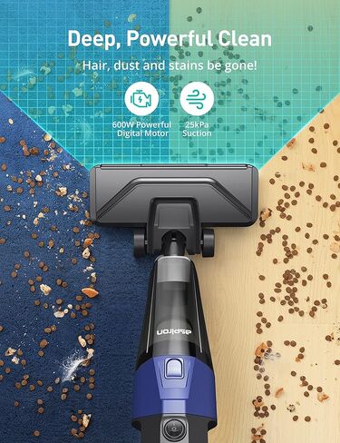 مكنسة كهربائية عصا أسبيرون، مكنسة كهربائية صغيرة مع شفط قوي 20 كيلو باسكال وكوب غبار 0.88 كيو تي وسلك طاقة 32 قدم، مكنسة كهربائية محمولة خفيفة الوزن بدون كيس 5 في 1 للسجاد والأرضيات للحيوانات الأليفة in Kuwait