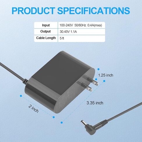 شاحن للمكنسة الكهربائية اللاسلكية دايسون V10 V12 V15 SV12 SV22 ابسولوت انيمال موتور هيد 30.45 فولت 1.1 امبير محول امدادات الطاقة سلك شحن in Kuwait