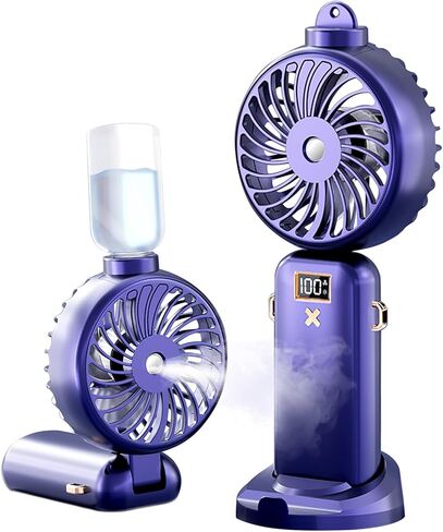 Handheld Fan Portable Misting Fan, Rechargeable Personal Mister Fan with 5 Speeds 3000mAh Battery Operated Fan with Mist, LED Display, 90° Foldable Cooling Fan for Travel Camping outdoor Pink in Saudi Arabia