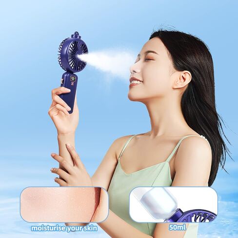 Handheld Fan Portable Misting Fan, Rechargeable Personal Mister Fan with 5 Speeds 3000mAh Battery Operated Fan with Mist, LED Display, 90° Foldable Cooling Fan for Travel Camping outdoor Pink in Saudi Arabia