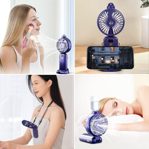 Handheld Fan Portable Misting Fan, Rechargeable Personal Mister Fan with 5 Speeds 3000mAh Battery Operated Fan with Mist, LED Display, 90° Foldable Cooling Fan for Travel Camping outdoor Pink in Saudi Arabia