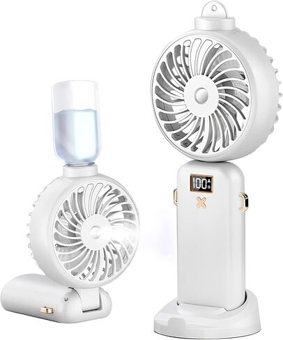Handheld Fan Portable Misting Fan, Rechargeable Personal Mister Fan with 5 Speeds 3000mAh Battery Operated Fan with Mist, LED Display, 90° Foldable Cooling Fan for Travel Camping outdoor Pink in Saudi Arabia
