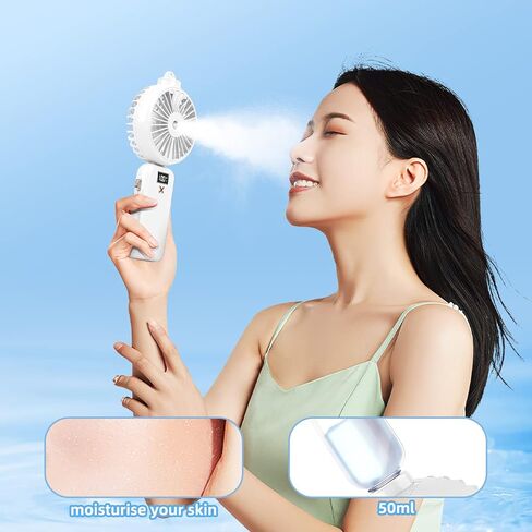 Handheld Fan Portable Misting Fan, Rechargeable Personal Mister Fan with 5 Speeds 3000mAh Battery Operated Fan with Mist, LED Display, 90° Foldable Cooling Fan for Travel Camping outdoor Pink in Saudi Arabia