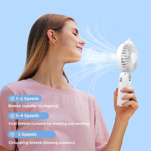 Handheld Fan Portable Misting Fan, Rechargeable Personal Mister Fan with 5 Speeds 3000mAh Battery Operated Fan with Mist, LED Display, 90° Foldable Cooling Fan for Travel Camping outdoor Pink in Kuwait