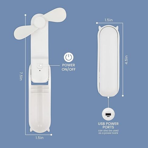 Handheld Mini Fan, 2 Speed Portable Fan, Rechargeable Hand Fan With Power Bank, Pink Personal Fan For Women & Kids, Quiet Table & Desk Fan For Office, Foldable USB Fan Great For Travel, Outdoors in Saudi Arabia