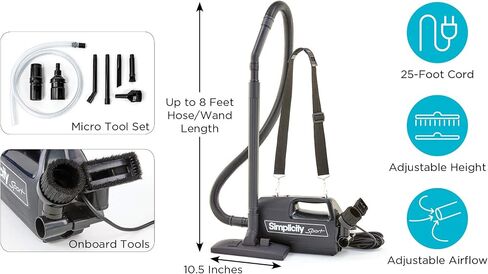 Simplicity Vacuums Handheld Canister Vacuum with Carry Strap for Hard Floors and Rugs, Car Detailing Vacuum Cleaner, S100 in Kuwait