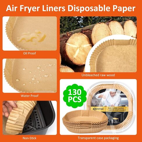130Pcs Air Fryer Liners Disposable: Air Fryer Disposable Paper Liner Square 6.5 inch for 3-5 QT Air fryer, Parchment Paper Liner, Unbleached Oil-proof, Water-proof Parchment Paper in Saudi Arabia