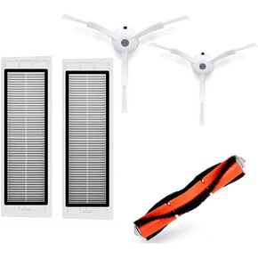 طقم قطع غيار xcivi مرشحات HEPA، فرش جانبية وفرشاة دوارة متوافقة مع Xiaomi MiJia1 1S Roborock Xiaowa S50 S51 S55 S5 E20 E25 C10 T6 T60 T65 Robot Vacuum Cleaner (5)