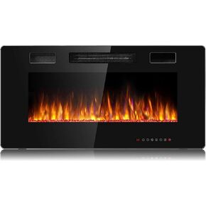 Tangkula 30 Inches Recessed Electric Fireplace, in-Wall & Wall Mounted Electric Heater with Adjustable Flame Color & Speed, Remote Control, Touch Screen, 750-1500W (30 Inches)