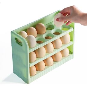 حاوية صينية تخزين حامل البيض للثلاجة، منظم البيض للثلاجة، حاوية صينية بيض للثلاجة مكونة من 3 طبقات (30 شبكة) in Kuwait