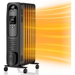 سخان كهربائي مملوء بالزيت بقدرة 1500 واط من BREEZEHEAT مع منظم حرارة قابل للتعديل، 4 أوضاع، حماية من الحرارة الزائدة والحرارة الزائدة، شاشة رقمية، سخانات محمولة للاستخدام المكتبي/الداخلي in Kuwait