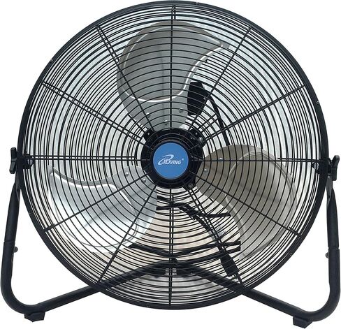 iLiving 18" Rechargeable Battery Operated Camping Floor Fan, High Velocity Portable Outdoor Fan with Metal Blade, With Built-in Lithium Battery for Whole Day Usage, 18 Inches, Military Green in Saudi Arabia