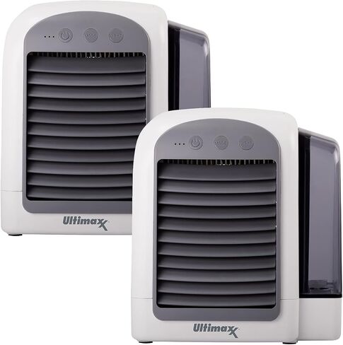 Ultimaxx 2 Pack - CORDLESS, Portable Mini Air Conditioner with 3 Speeds - Personal Air Conditioner Cooling Fan is Whisper-Quiet & Doubles as a Dehumidifier for Bedroom, Office/Desk, Camping & More in Saudi Arabia