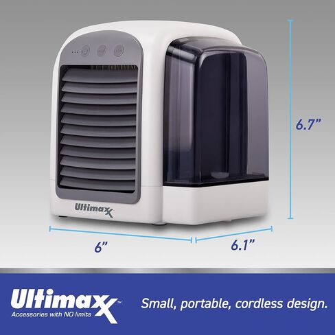 Ultimaxx 2 Pack - CORDLESS, Portable Mini Air Conditioner with 3 Speeds - Personal Air Conditioner Cooling Fan is Whisper-Quiet & Doubles as a Dehumidifier for Bedroom, Office/Desk, Camping & More in Saudi Arabia