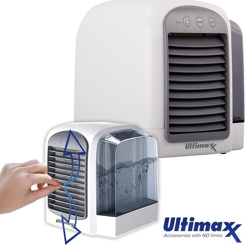 Ultimaxx 2 Pack - CORDLESS, Portable Mini Air Conditioner with 3 Speeds - Personal Air Conditioner Cooling Fan is Whisper-Quiet & Doubles as a Dehumidifier for Bedroom, Office/Desk, Camping & More in Saudi Arabia