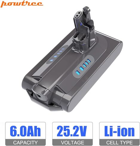 POWTREE Upgraded 6.0Ah V10 SV12 Battery 7-Cell 206340 Replacement Compatible with Dyson V10 Animal/Absolute/Motorhead/Fluffy/SV12 Handheld Cordless Vacuum Cleaner Li-ion 969352-02 Battery in Saudi Arabia