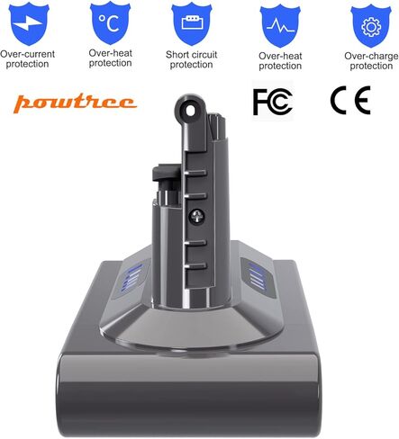 POWTREE Upgraded 6.0Ah V10 SV12 Battery 7-Cell 206340 Replacement Compatible with Dyson V10 Animal/Absolute/Motorhead/Fluffy/SV12 Handheld Cordless Vacuum Cleaner Li-ion 969352-02 Battery in Saudi Arabia