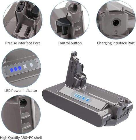 POWTREE Upgraded 6.0Ah V10 SV12 Battery 7-Cell 206340 Replacement Compatible with Dyson V10 Animal/Absolute/Motorhead/Fluffy/SV12 Handheld Cordless Vacuum Cleaner Li-ion 969352-02 Battery in Saudi Arabia