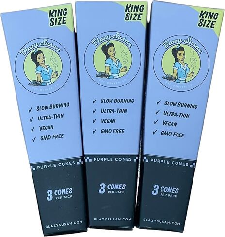 Blazy Susan Rolling Paper Cones Purple King Size (3 per pack) + RSV Scoop Card (1 Pack) in Kuwait