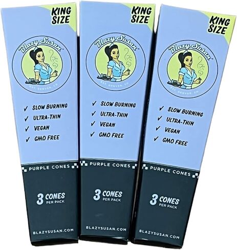 Blazy Susan Rolling Paper Cones Purple King Size (3 per pack) + RSV Scoop Card (1 Pack) in Kuwait